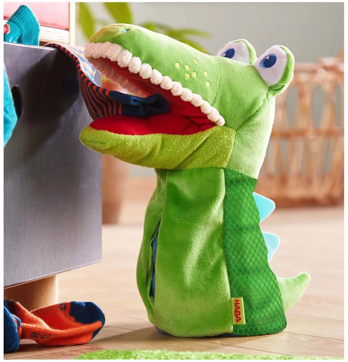 Haba Handpop Kroko Junior 30cm - Groen