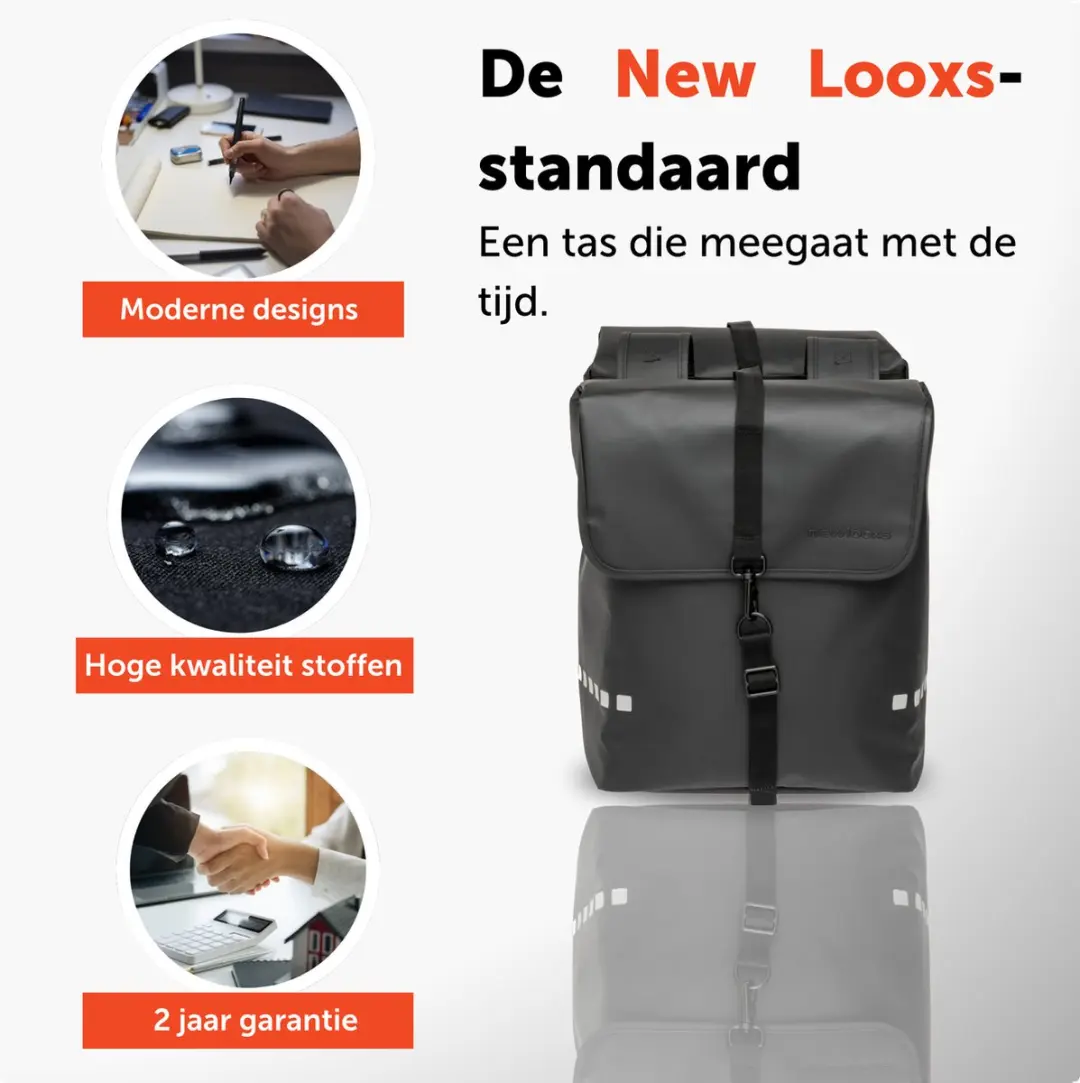 New Looxs Odense Double Fietstassen 39L - Zwart - afbeelding 5 van 6