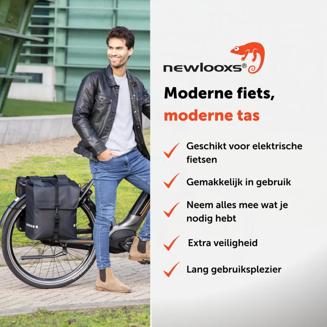 New Looxs Odense Double Fietstassen 39L - Zwart - afbeelding 2 van 6