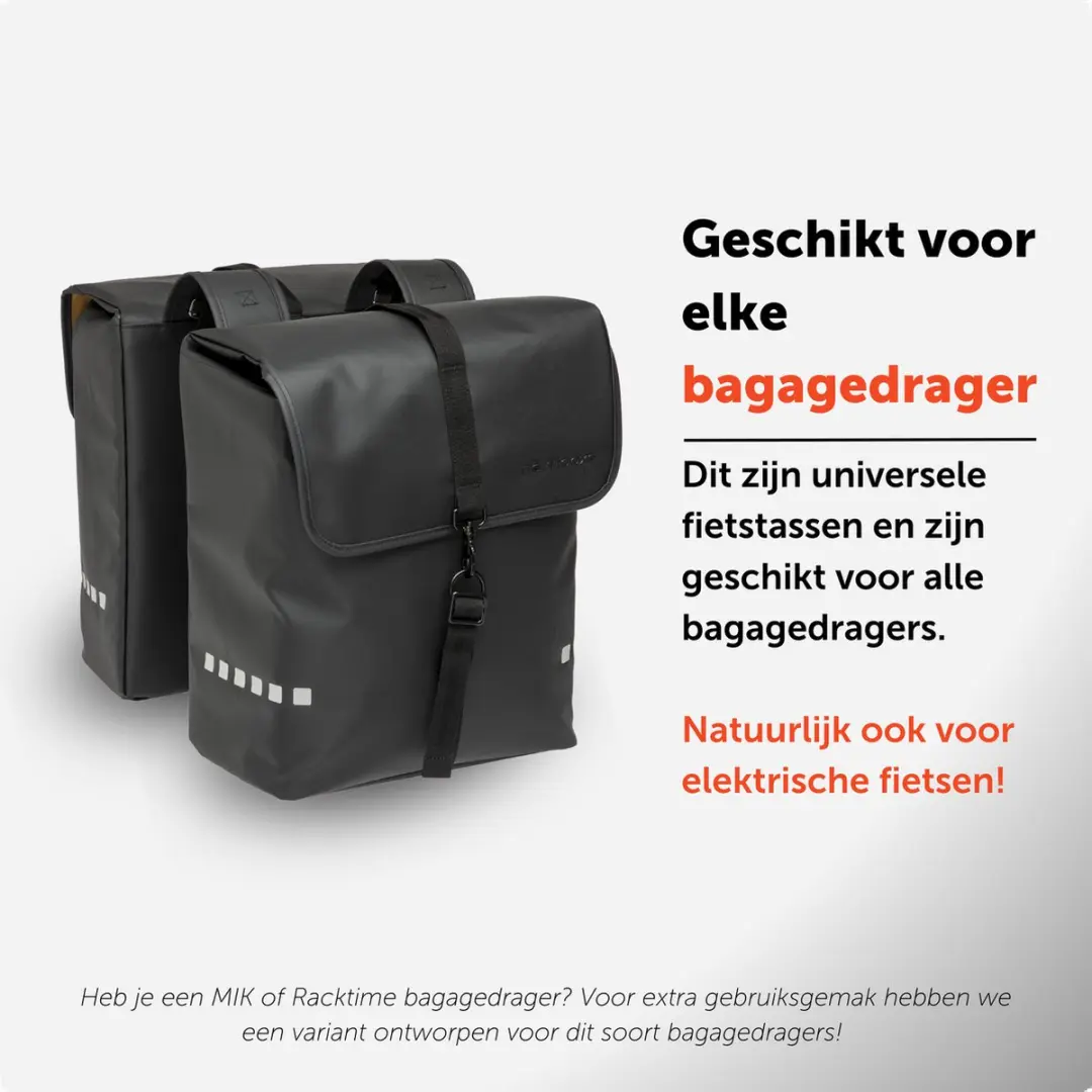 New Looxs Odense Double Fietstassen 39L - Zwart - afbeelding 6 van 6