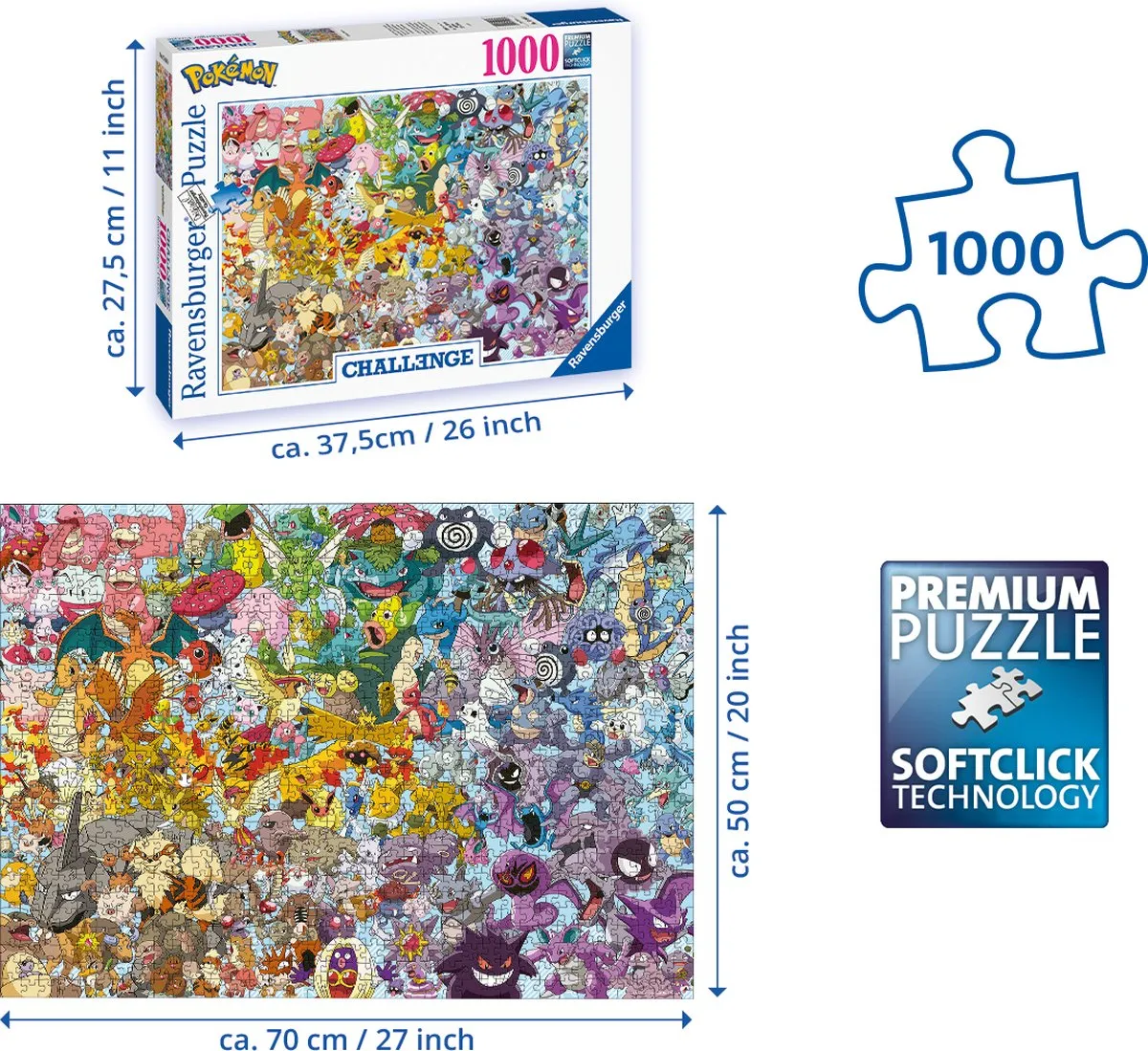 Ravensburger Pokémon Challenge Legpuzzel 1000 Stuks - Multicolor