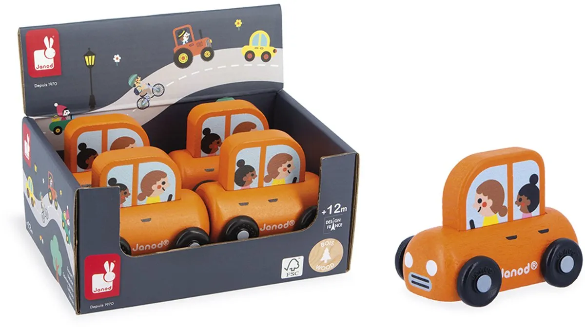 Janod Cross Roads Houten Gezinsauto 11.5911 - Oranje