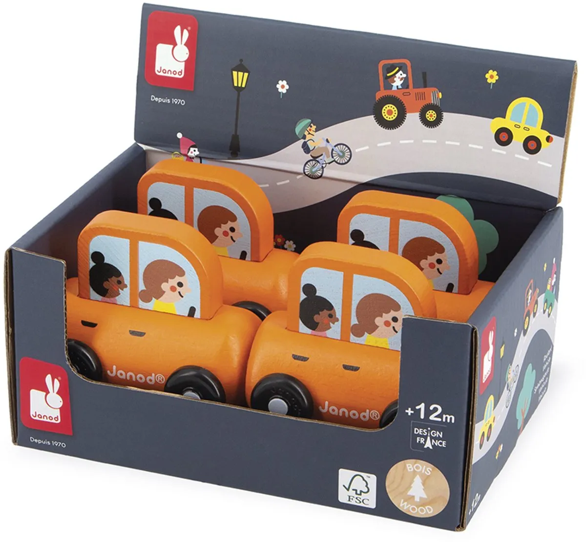 Janod Cross Roads Houten Gezinsauto 11.5911 - Oranje - afbeelding 6 van 6