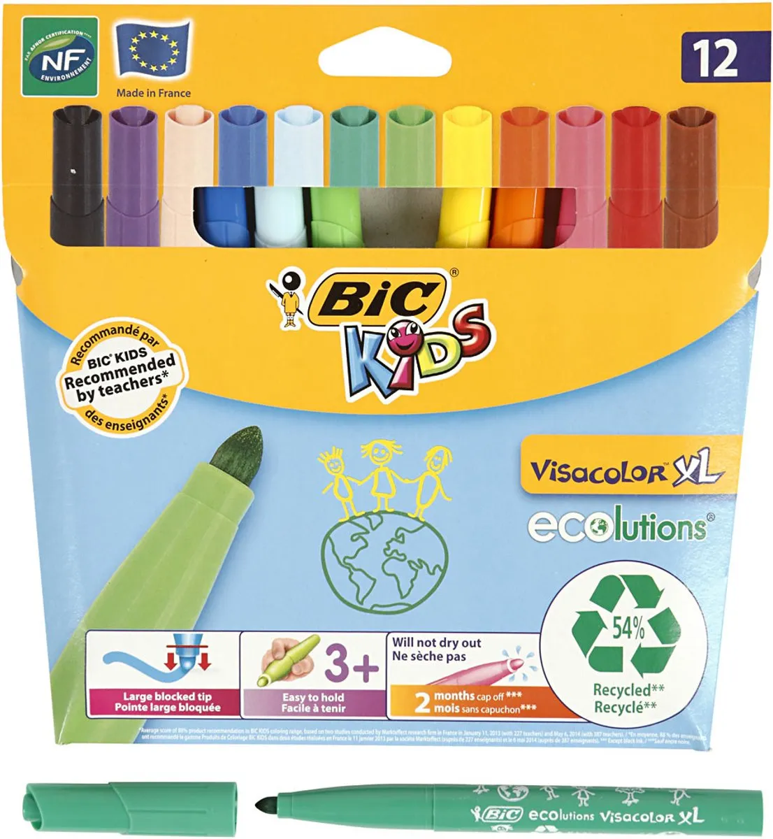 Bic Kids Visa Color Viltstiften - 12 Stuks Multicolor