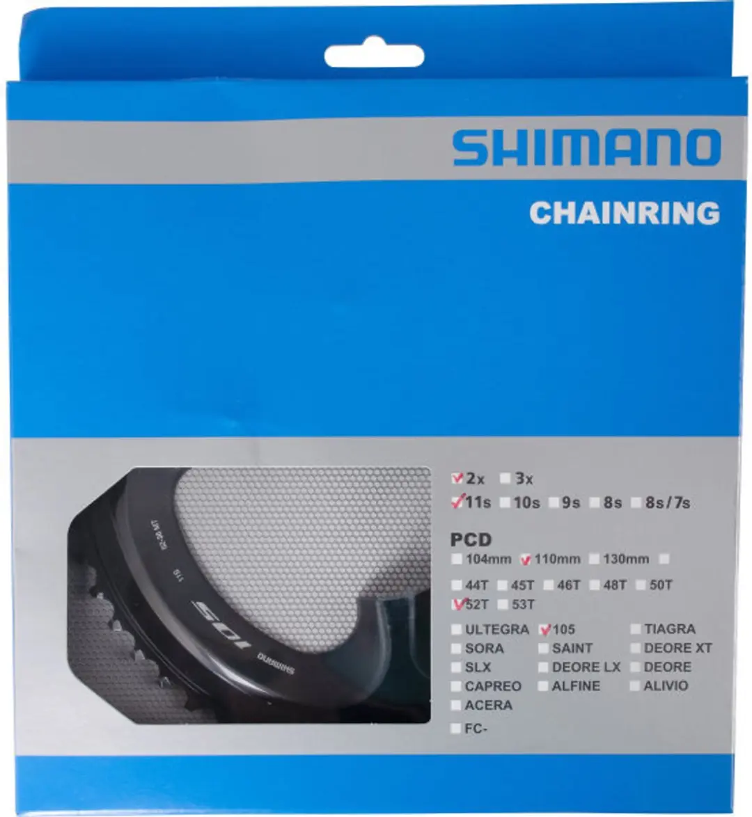Shimano 105 FC-R7000 Kettingblad 52T - Zwart - afbeelding 2 van 6