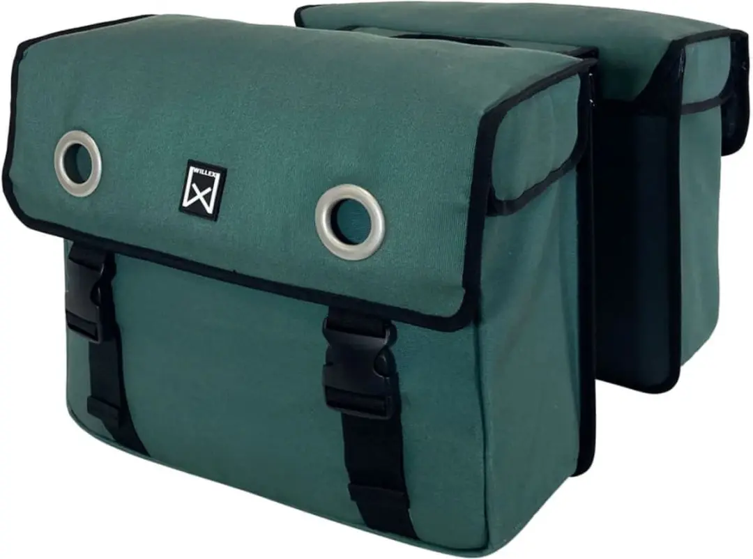 Willex Dubbele Fietstas Canvas 40L - Groen - afbeelding 5 van 6