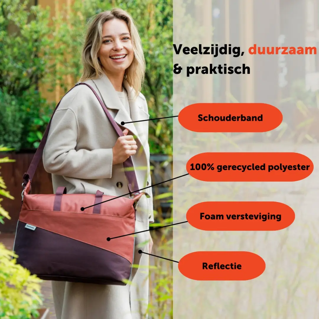 New Looxs Oslo Tendo Enkele Fietstas - 21L - Laptopvak - Multifunctioneel - Burgundy-Rust