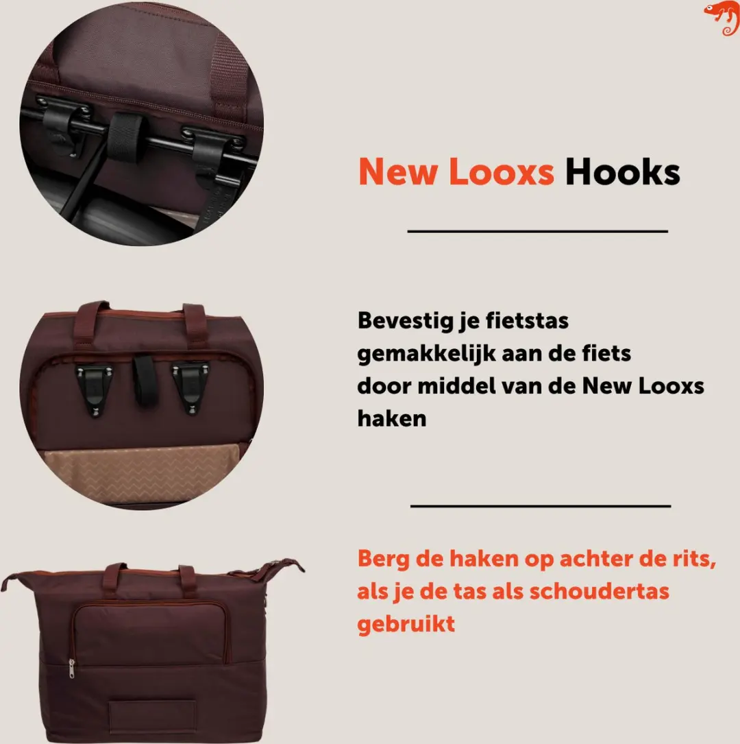 New Looxs Oslo Tendo Enkele Fietstas - 21L - Laptopvak - Multifunctioneel - Burgundy-Rust