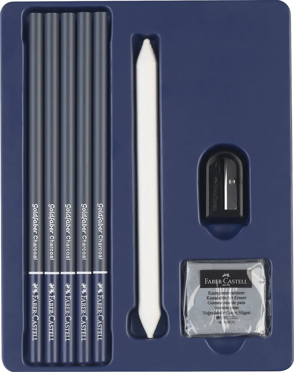 Faber-Castell Houtskoolset FC-114006 - 8-delig - Blauw