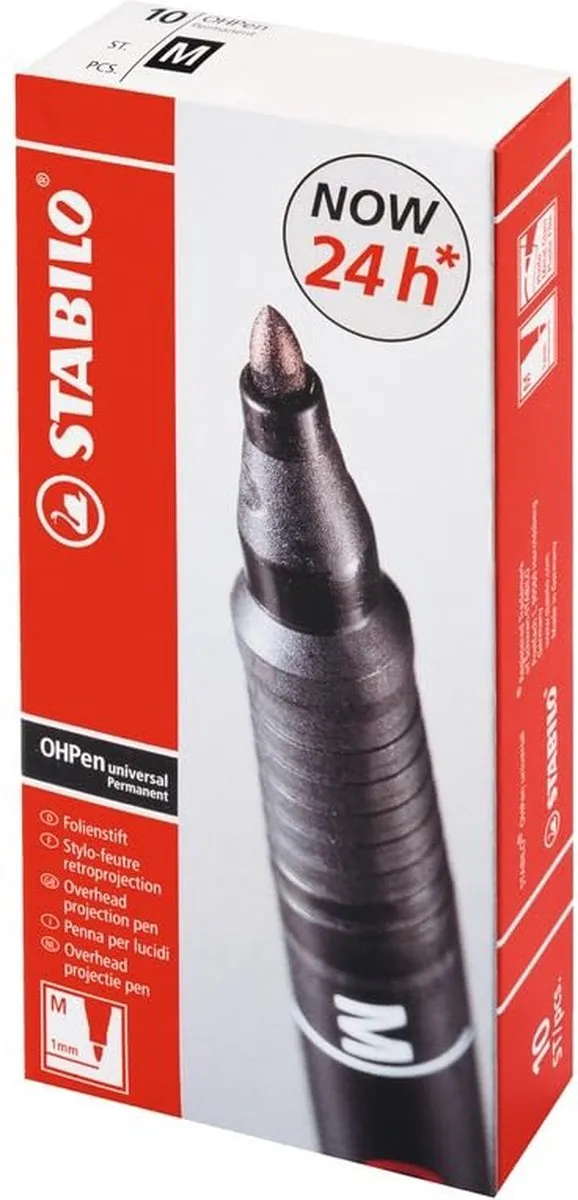 STABILO OHpen Permanent Viltstift 1mm Rood - 10 Stuks - afbeelding 6 van 6