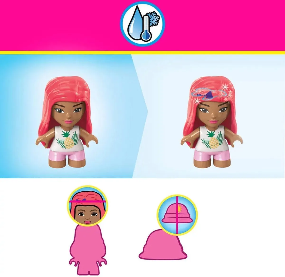 Barbie Color Reveal Beach Mega Bloks - Bouwset met Pop - Divers
