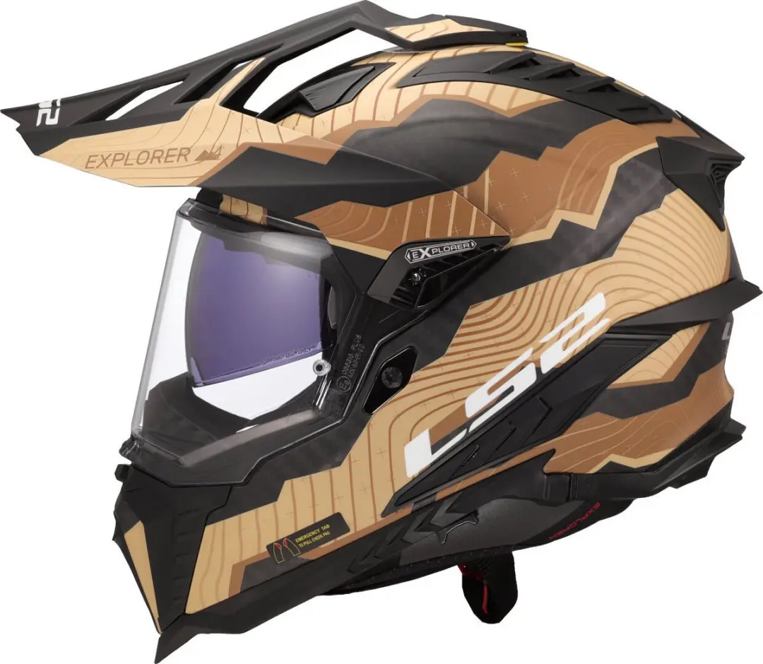 LS2 MX701 Explorer C Trick Bruin Adventure Motorhelm - Maat XS
