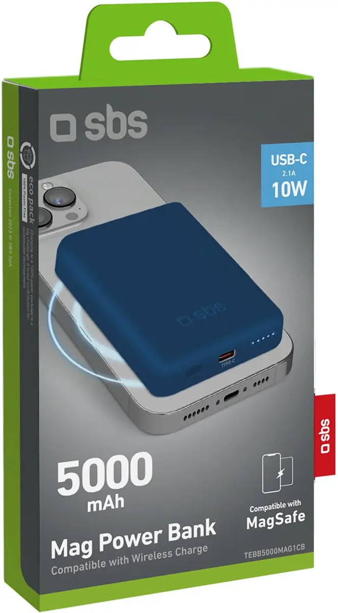 SBS TEBB5000MAG1CB Powerbank 5000mAh MagSafe - Blauw - afbeelding 2 van 6