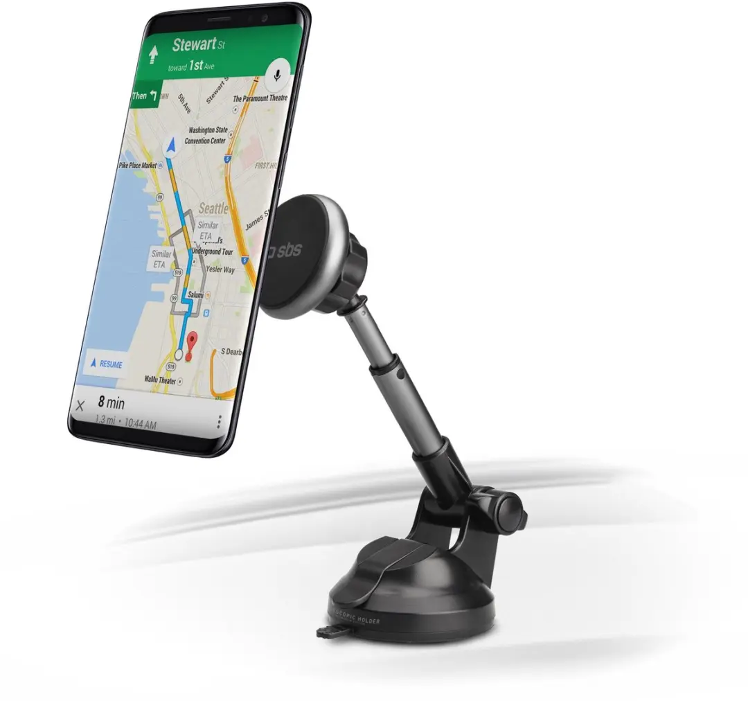 SBS Telescopic Zuignap Telefoonhouder Auto TESUPMAGEXT - Zwart
