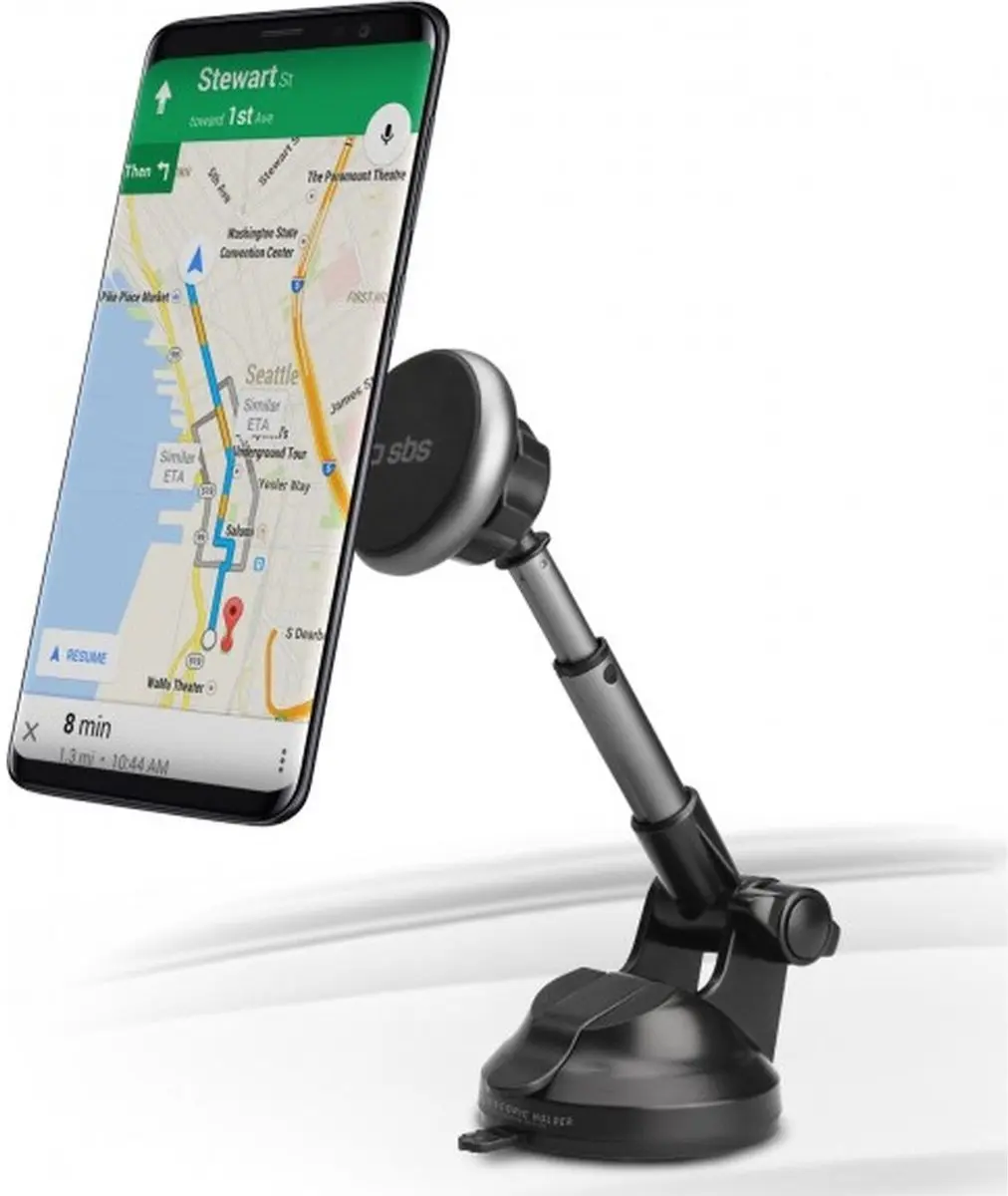 SBS Telescopic Zuignap Telefoonhouder Auto TESUPMAGEXT - Zwart
