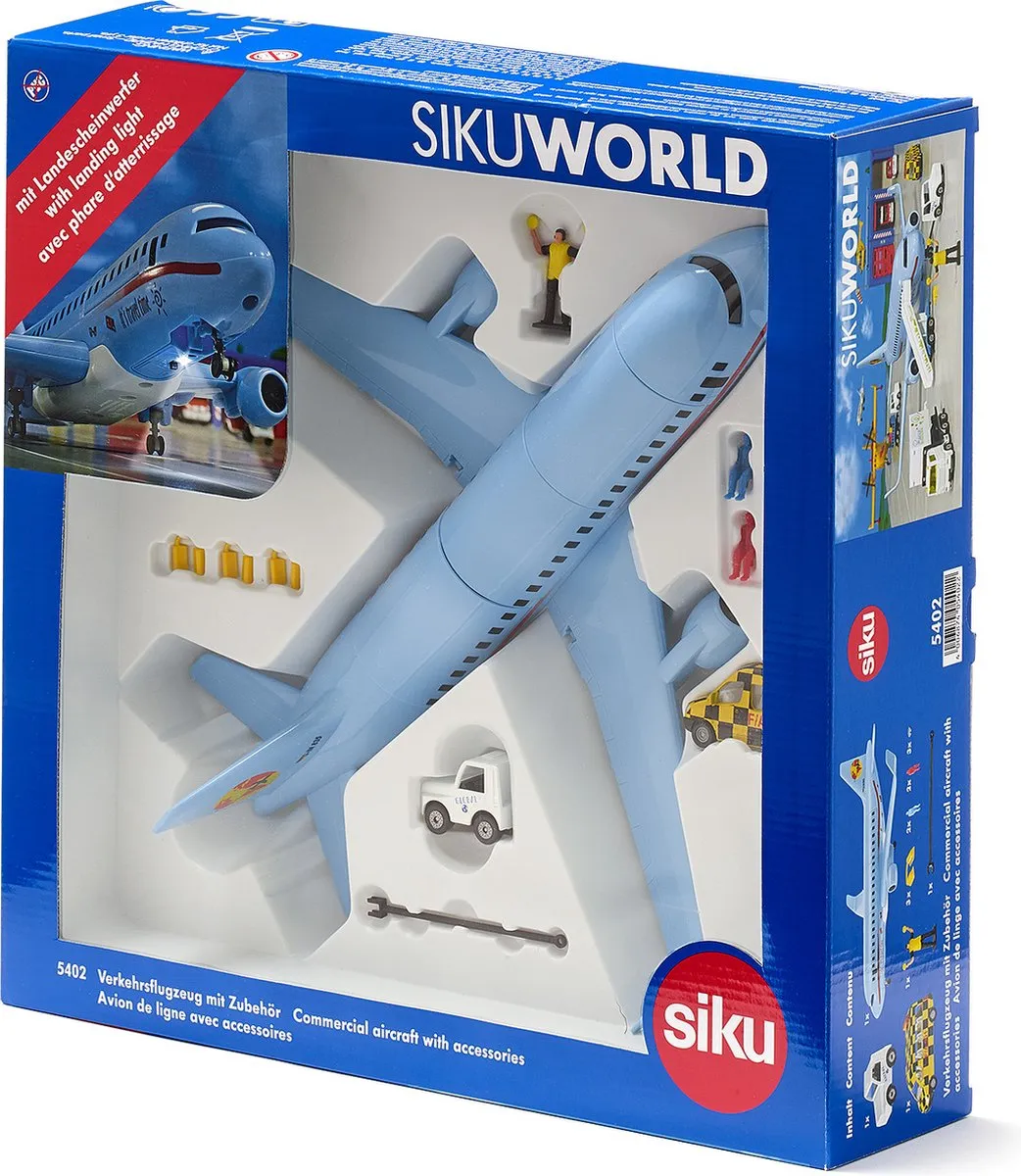 SIKU 5402 Passagiersvliegtuig met accessoires - Lichtblauw