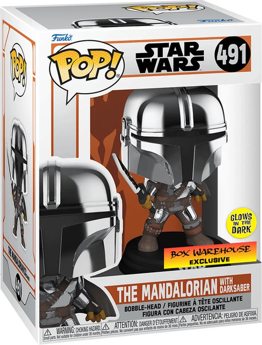 Funko Pop! Mandalorian Mando met Darksaber Glow in the Dark 9cm - afbeelding 2 van 6