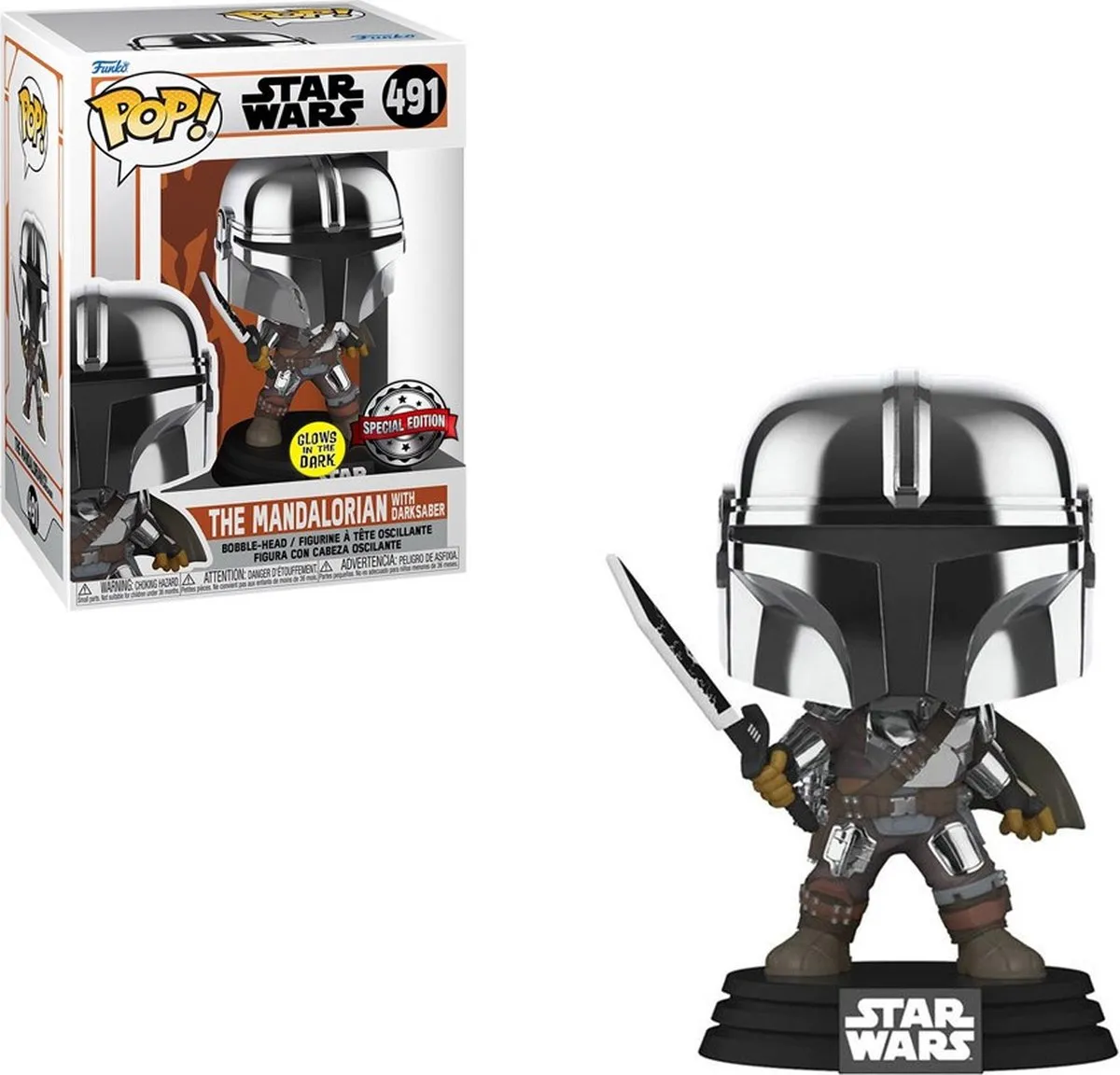 Funko Pop! Mandalorian Mando met Darksaber Glow in the Dark 9cm