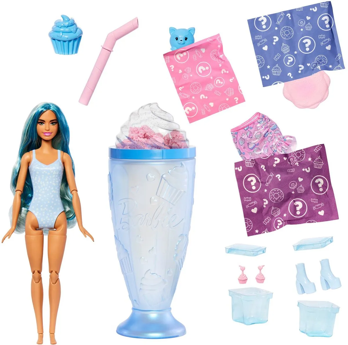 Barbie Pop Reveal Cupcake Modepop - JFY61 - Blauw - afbeelding 6 van 6