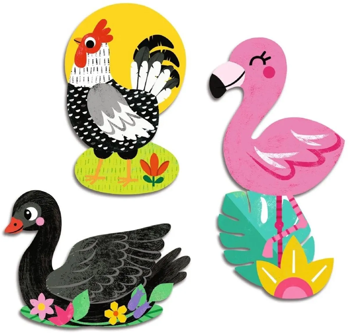 Djeco Grote Stickers Vogels - 62 Stuks Multicolor