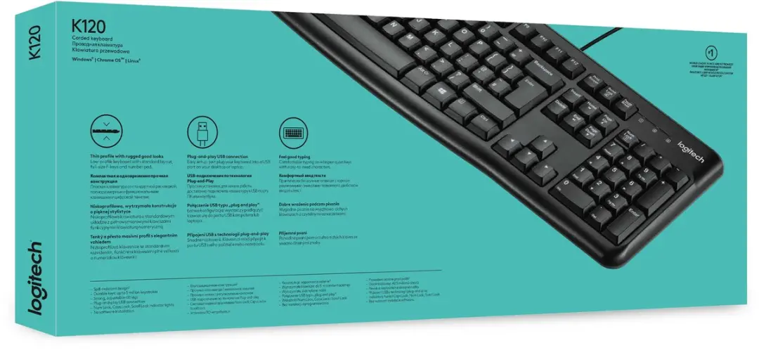Logitech K120 Toetsenbord AZERTY - Bedraad USB - Zwart - afbeelding 3 van 6