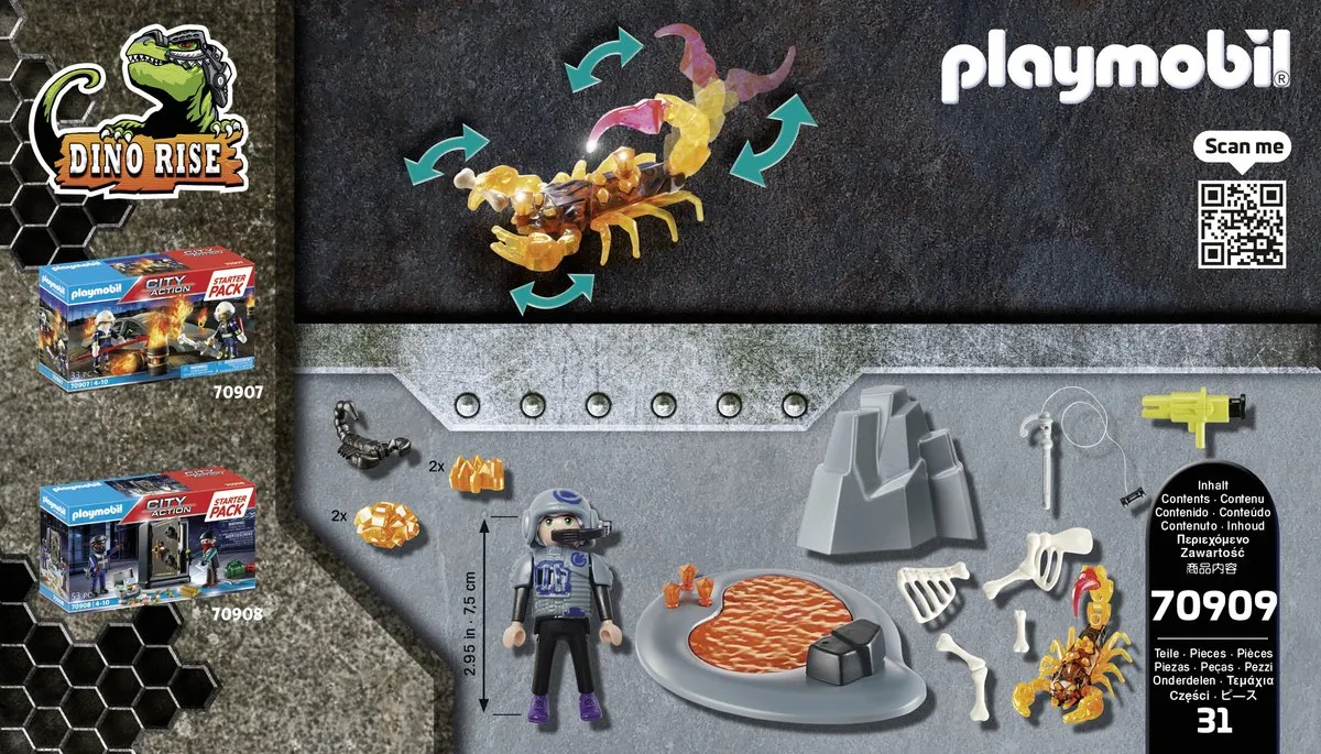 Playmobil Dino Rise Starterpack Gevecht tegen de Vuurschorpioen 70909 - Multicolor