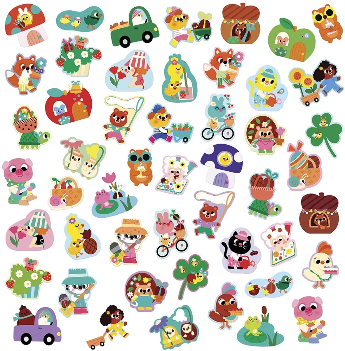Janod Stickers Lente - 50 Stuks Multicolor