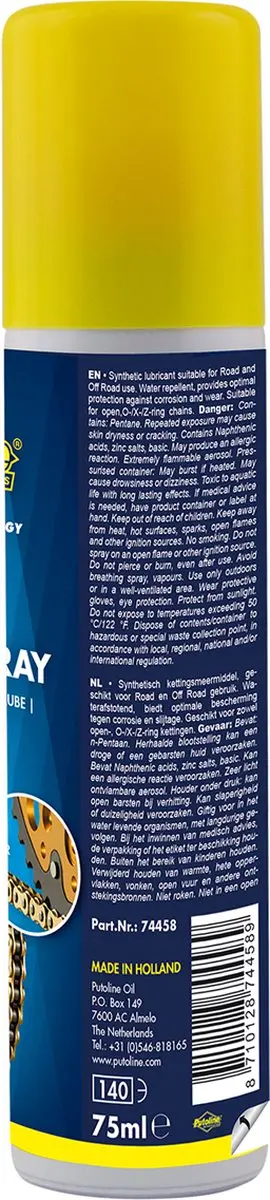 Putoline Optimale kettingbescherming - waterafstotend - 75 ml - on- en offroad