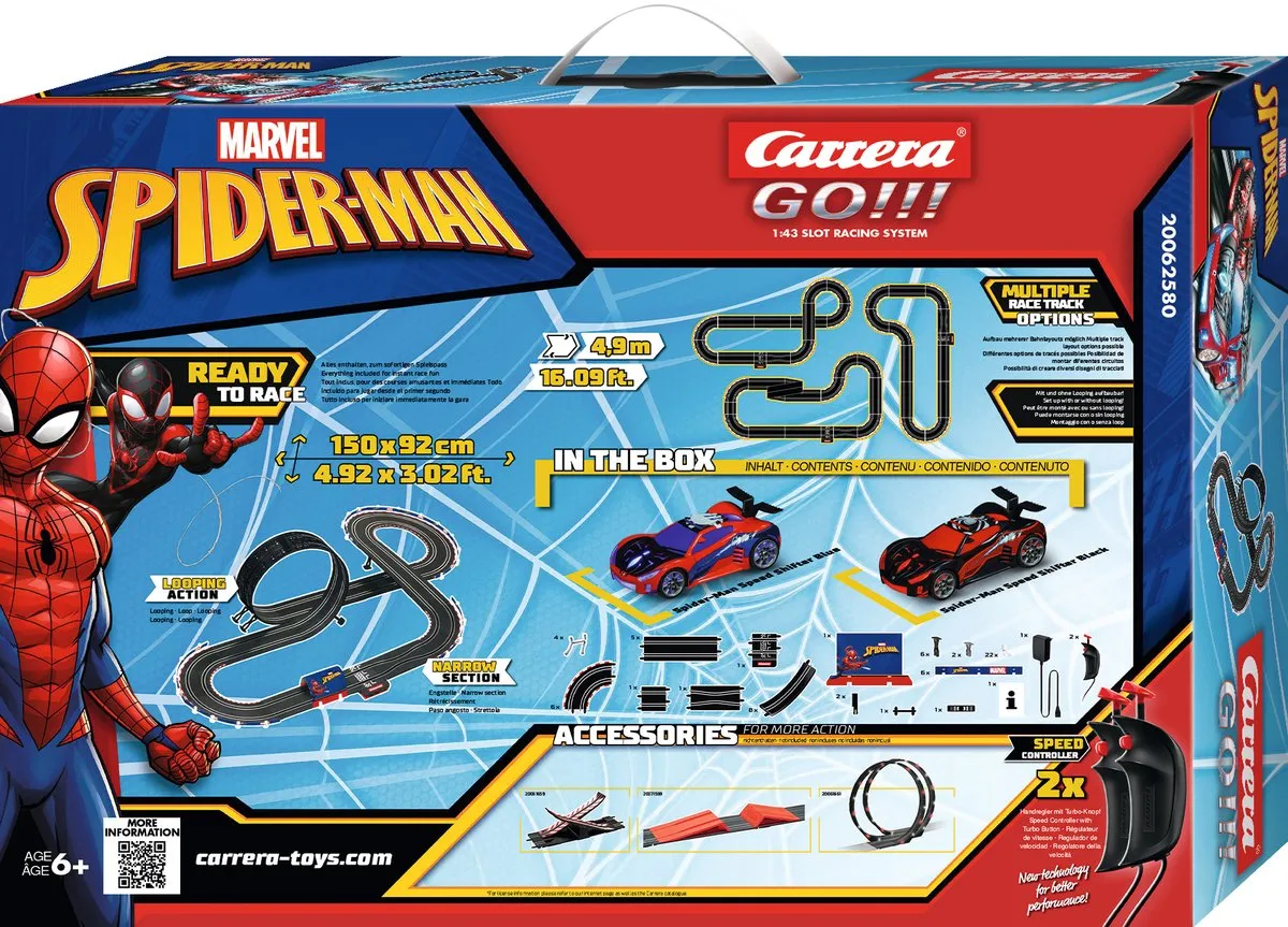 Carrera Go!!! CAR20062580 Racebaan - Spiderman Rood vs. Zwart - 4,9m