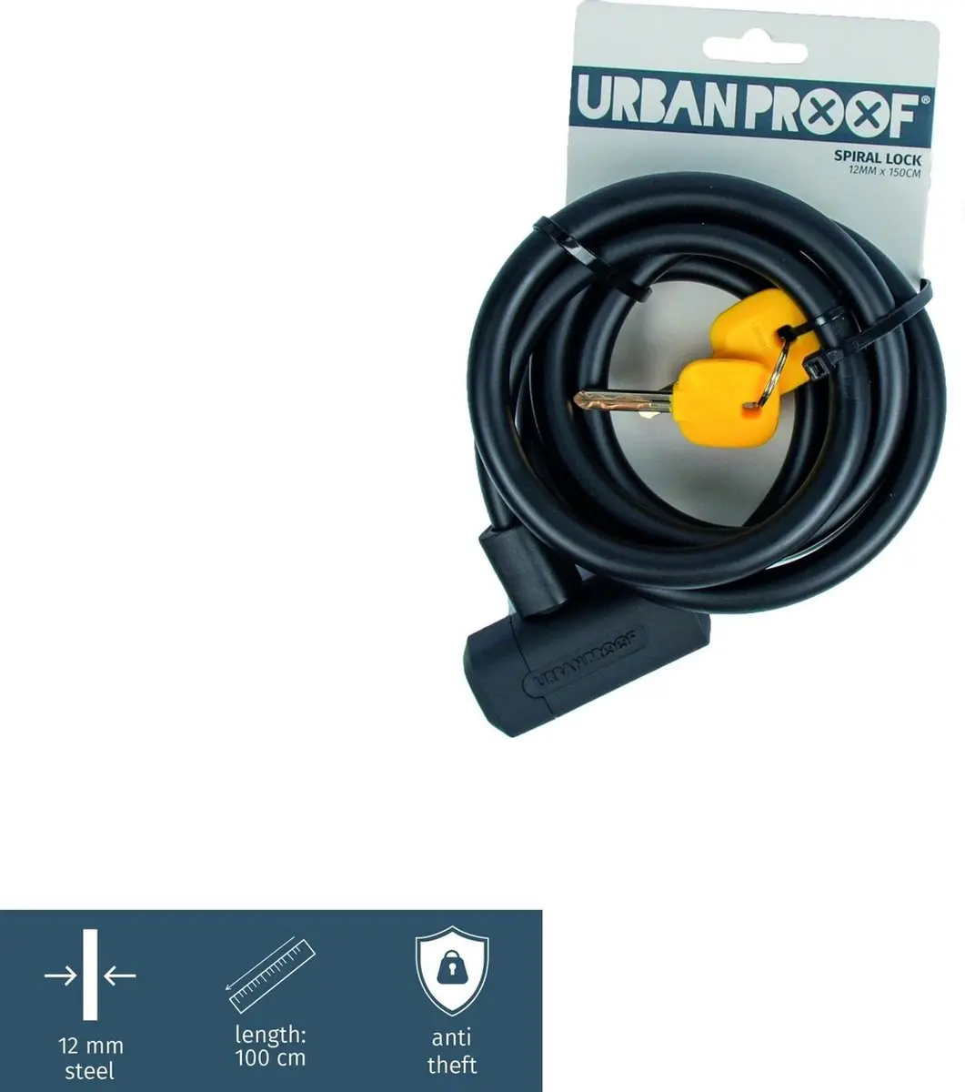 URBAN PROOF UP400600 Kabelslot 150cm - 12mm - Zwart - afbeelding 3 van 6