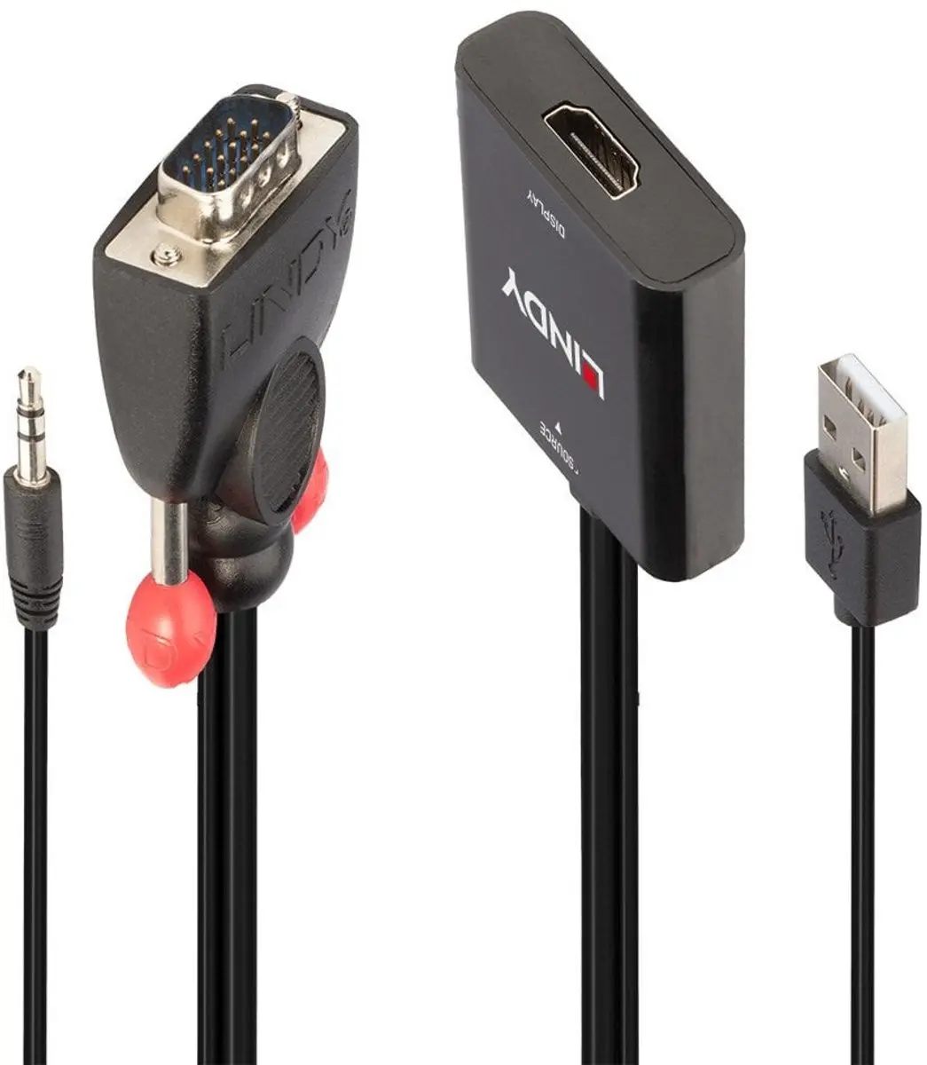 Lindy 38284 VGA/HDMI/USB Adapter - Zwart - afbeelding 2 van 5