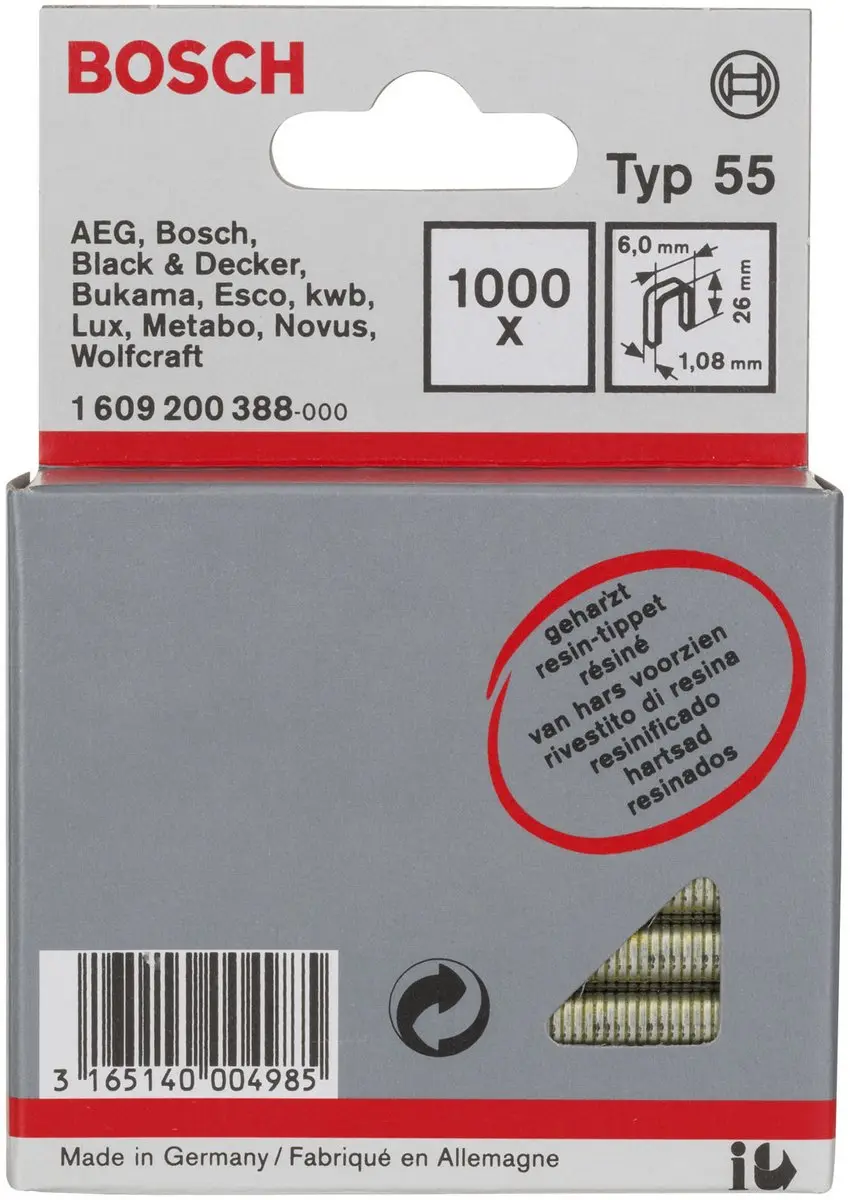 Bosch Niet met smalle rug type 55 Gehars 6x1,08x26mm - afbeelding 2 van 2