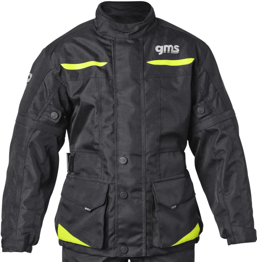 gms Gear Kids Zwarte Waterdichte Textiele Motorjas