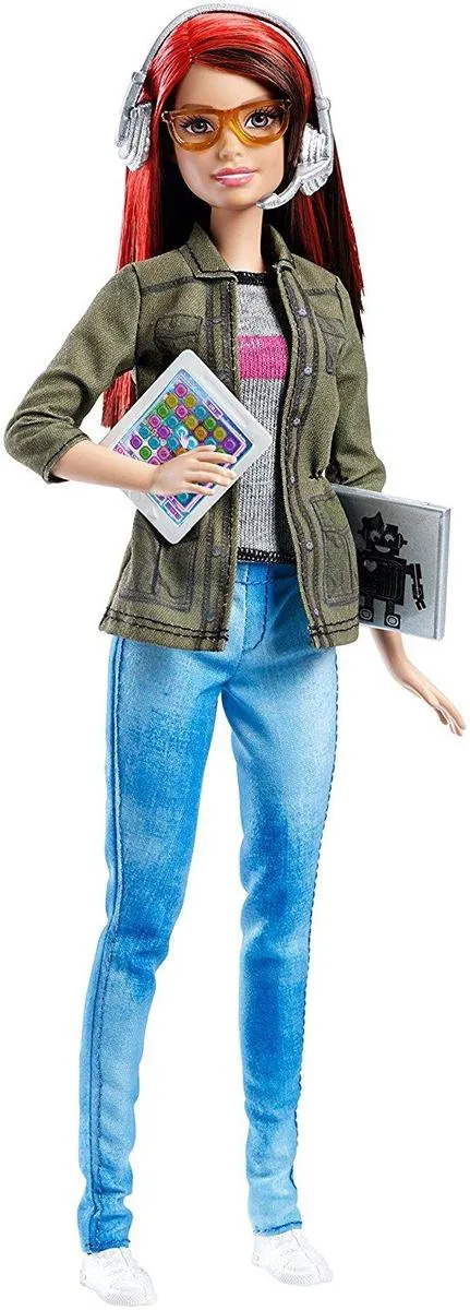 Barbie Game Developer Pop - DMC33 - Groen/Blauw/Grijs/Rood/Rozig - afbeelding 6 van 6
