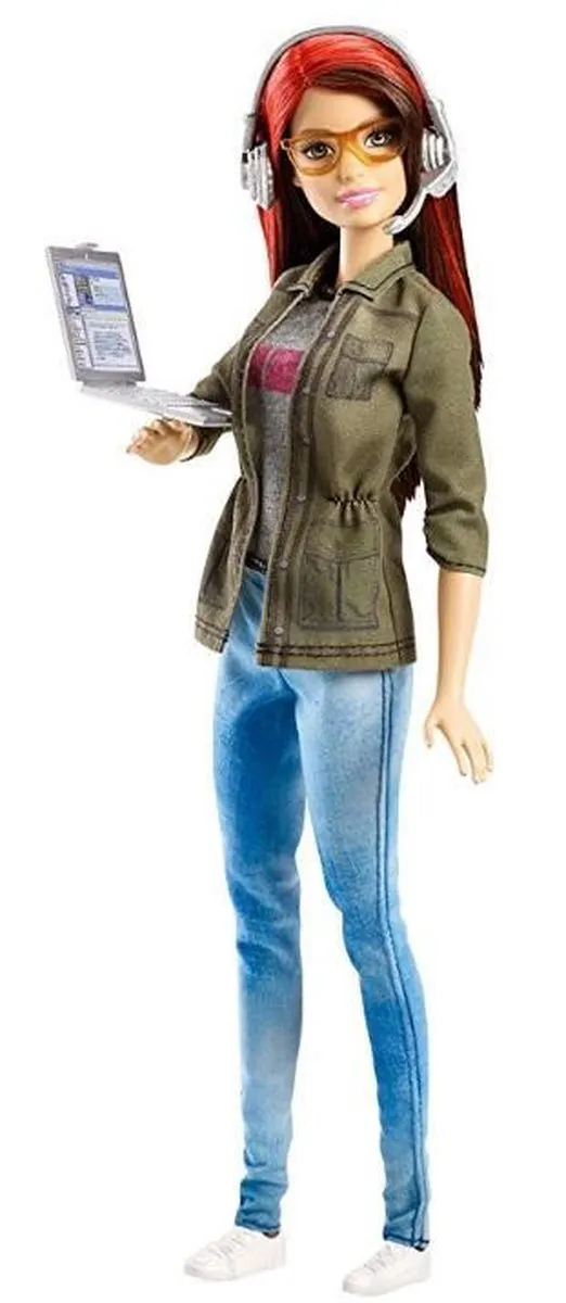 Barbie Game Developer Pop - DMC33 - Groen/Blauw/Grijs/Rood/Rozig