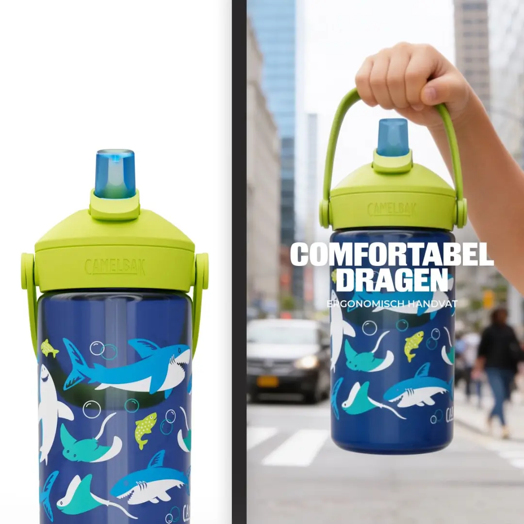 CamelBak Thrive Flip Straw Kids 400ml - Blauw Sharks and Rays