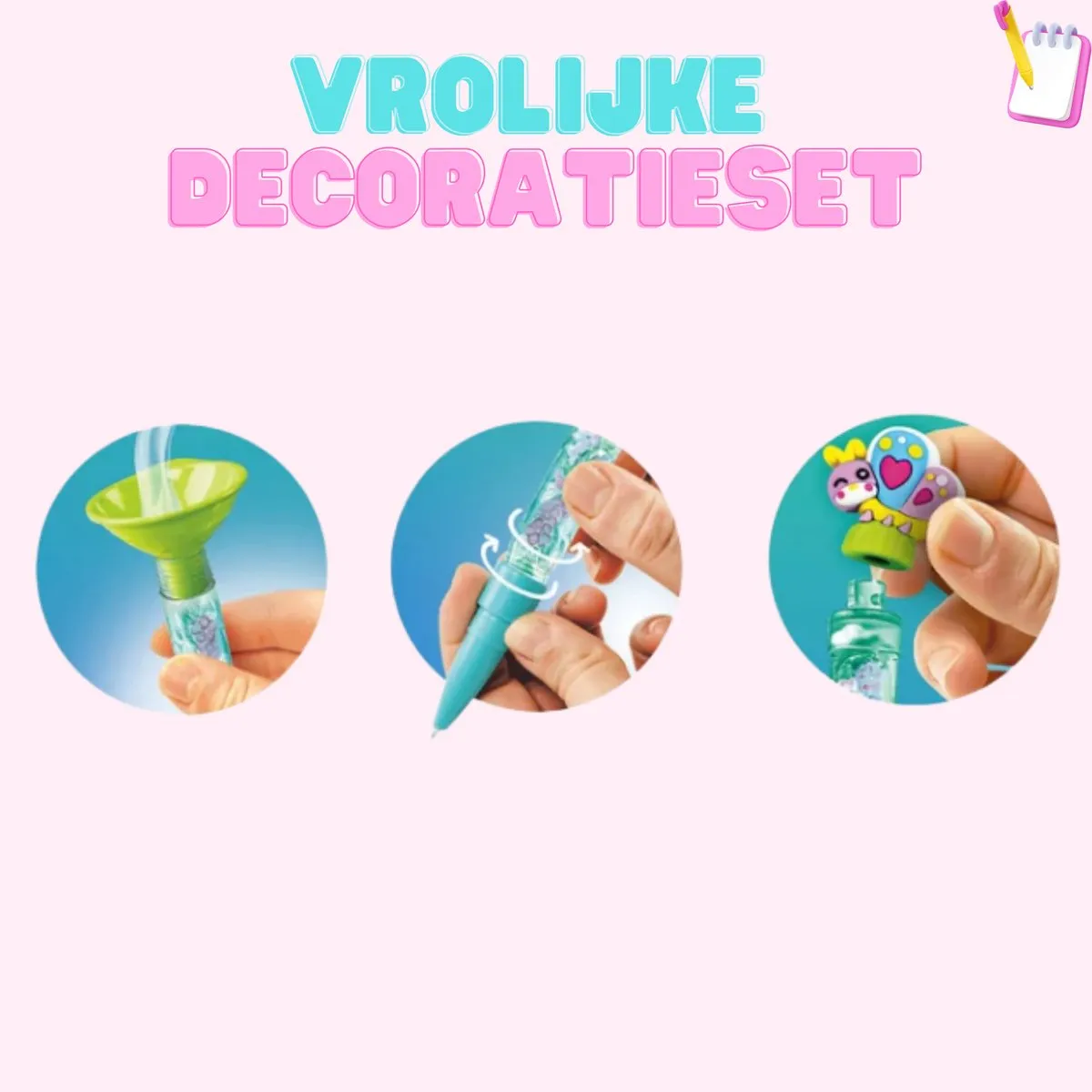 Clementoni Idea Art Mini Factory Vlinderpen - Roze - 3 Stuks - afbeelding 4 van 6