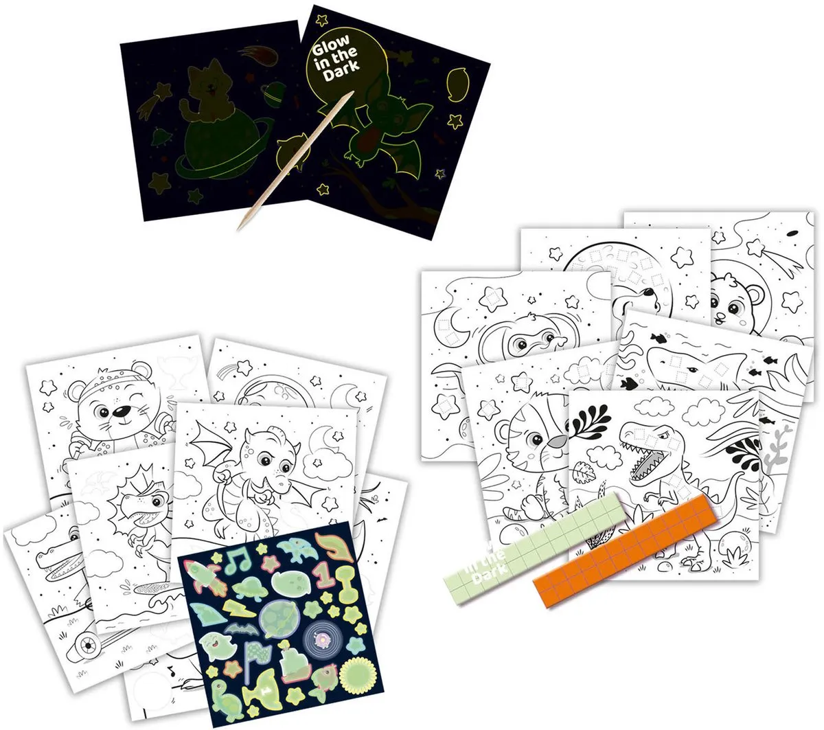 SES Creative Glow in the Dark Kleurboek 3-in-1 - 15 Pagina's