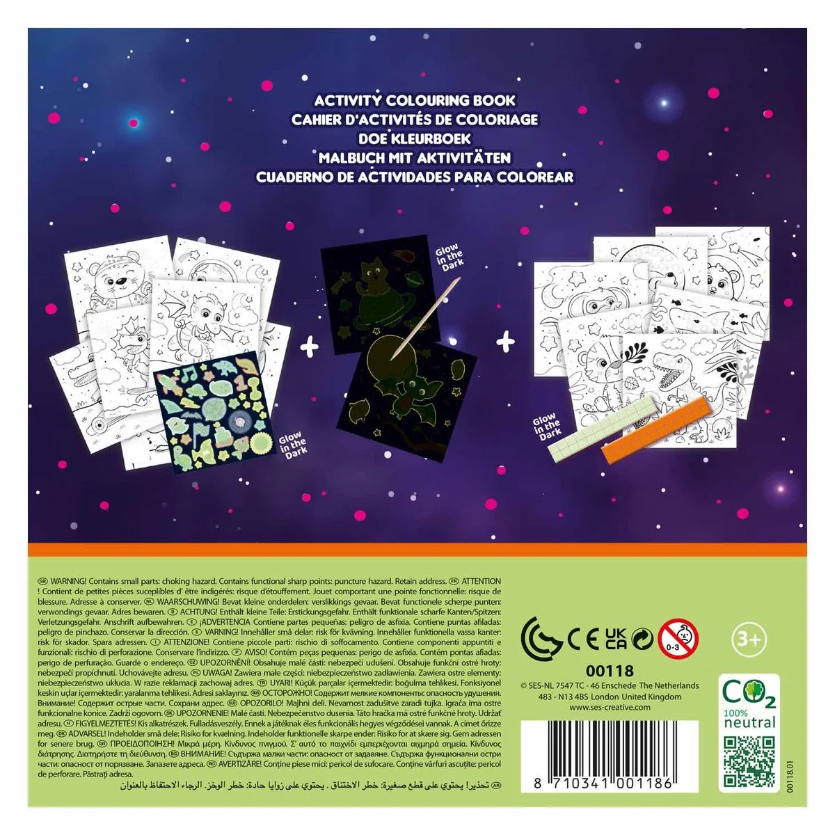 SES Creative Glow in the Dark Kleurboek 3-in-1 - 15 Pagina's