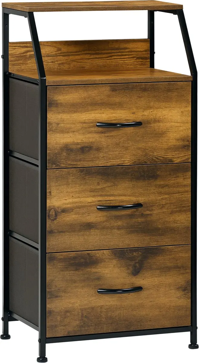 HOMCOM-stoffen dressoir-MDF-44x29x92cm-bruin