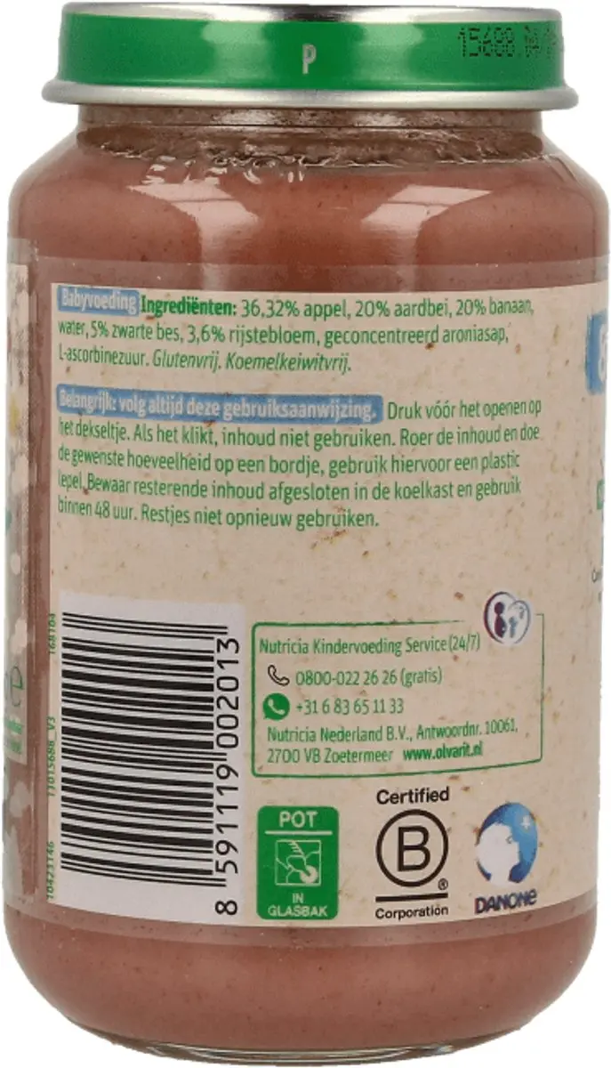 Olvarit Appel-Aardbei-Banaan 8M+ Potje - 200g - afbeelding 5 van 6