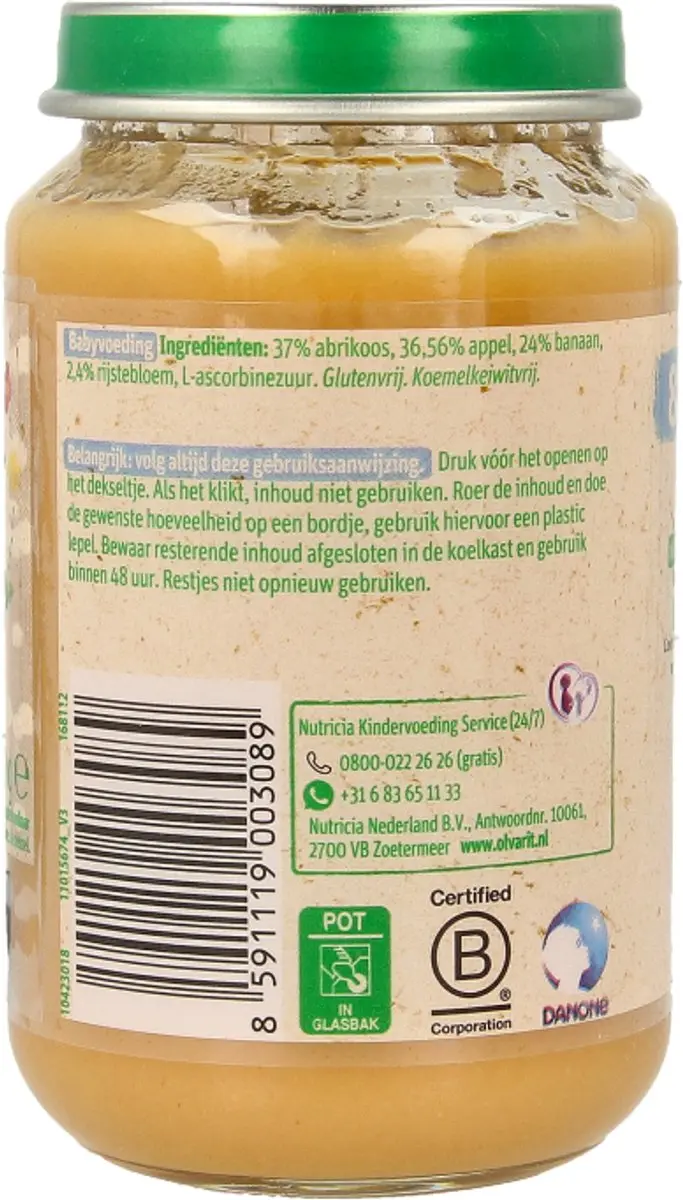 Olvarit Babyvoeding Abrikoos Appel Banaan 8M+ 200g