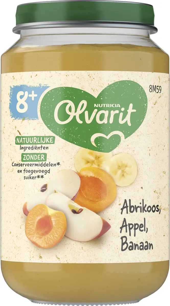 Olvarit Babyvoeding Abrikoos Appel Banaan 8M+ 200g