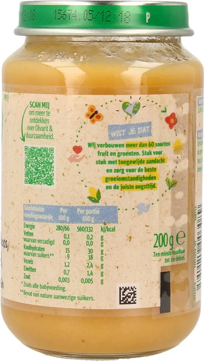 Olvarit Babyvoeding Abrikoos Appel Banaan 8M+ 200g
