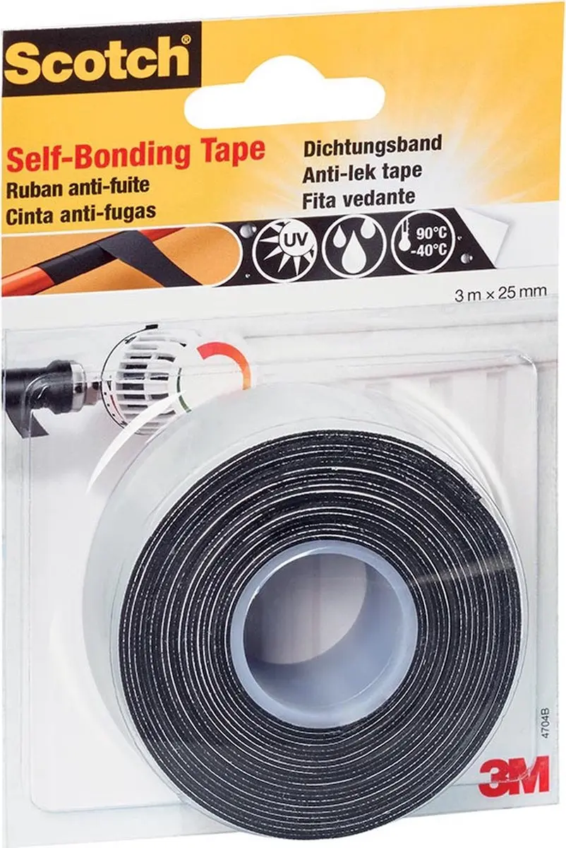 3M 4704 Reparatietape - 3m x 25mm - Zwart
