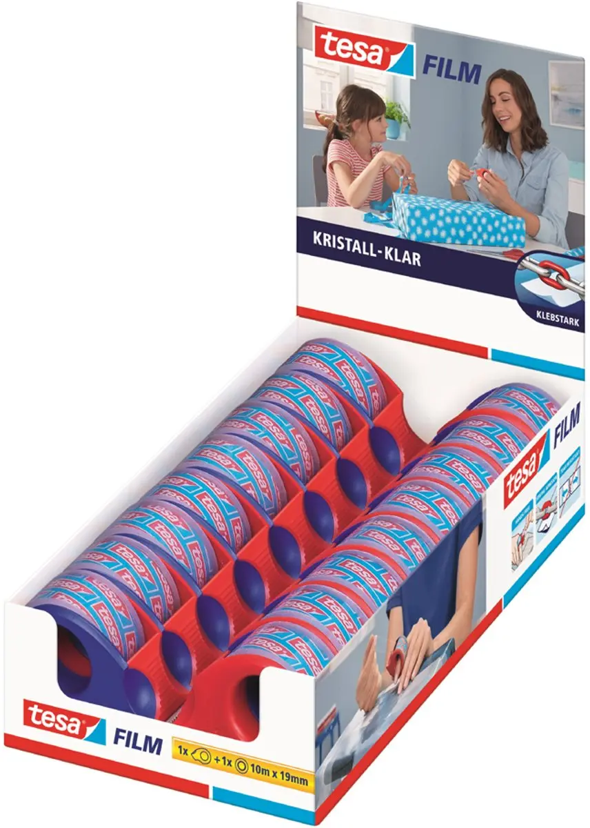 tesa Mini afroller incl. tesa plakband helder, in toonbankdisplay