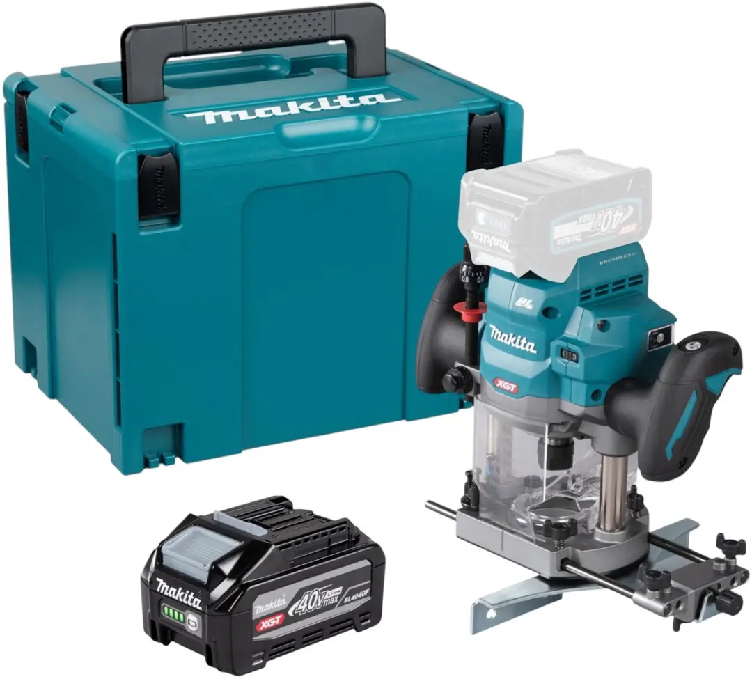 Makita RP 001 GU101 accu-bovenfrees 40 V max. 12 mm borstelloos + 1x accu 4,0 Ah