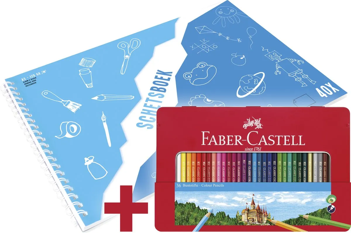 Faber-Castell Castle 36 Kleurpotloden + A3 Schetsboek