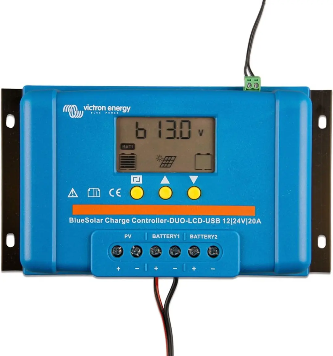 Victron BlueSolar PWM Duo LCD&USB 12/24V-20A - Blauw/Zwart