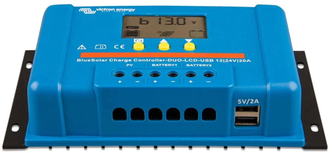Victron BlueSolar PWM Duo LCD&USB 12/24V-20A - Blauw/Zwart